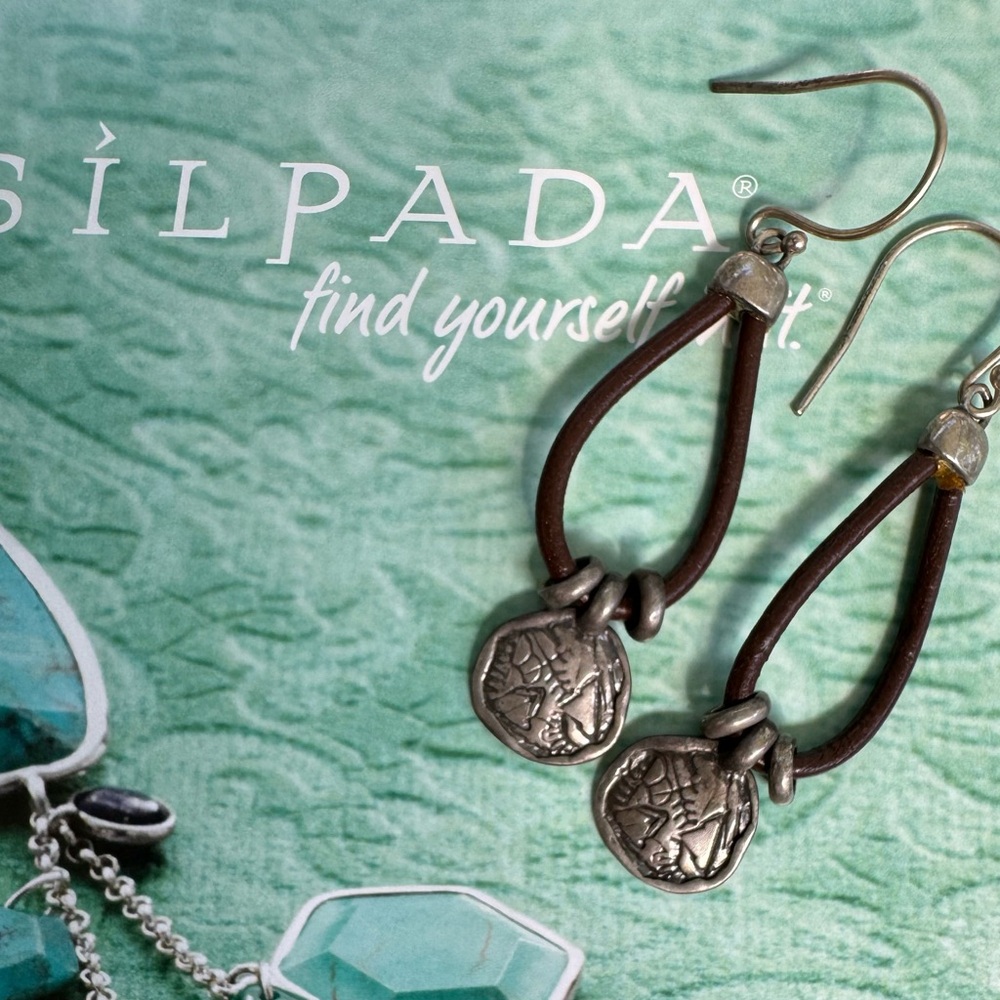 Silpada Sterling Silver And Leather Earrings. W2179
